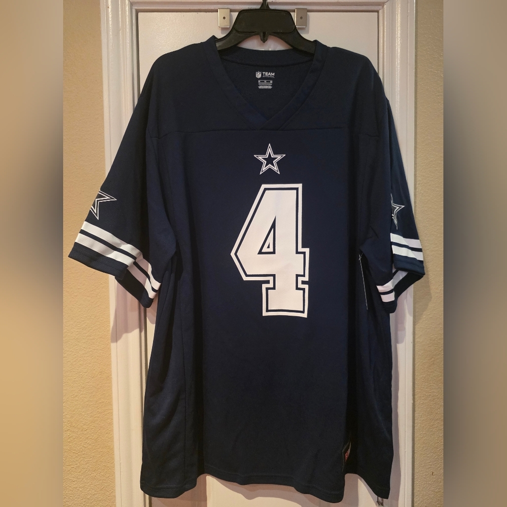 Navy Blue Dallas Football Jersey with #4 3XL Prescott